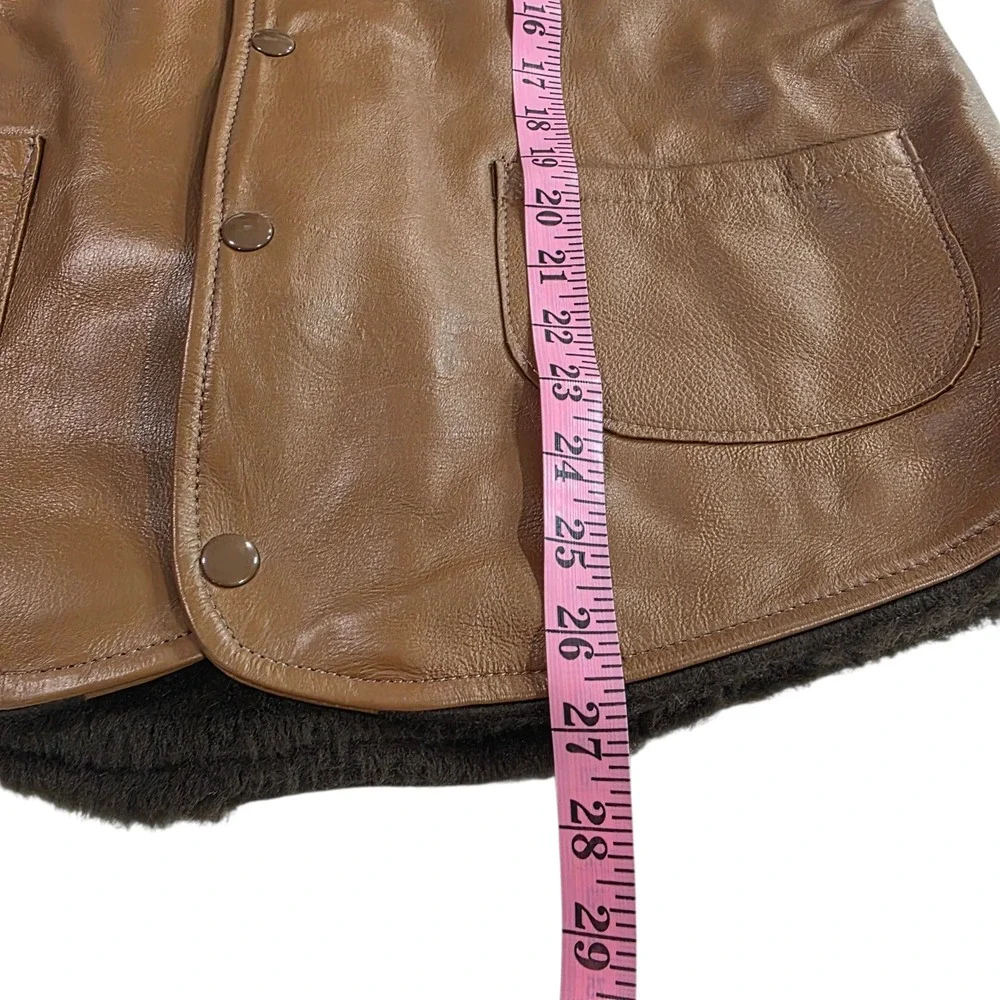 Vintage DeerWear Genuine Deerskin Leather Vest Mens Size 40 Brown Snap Button‎